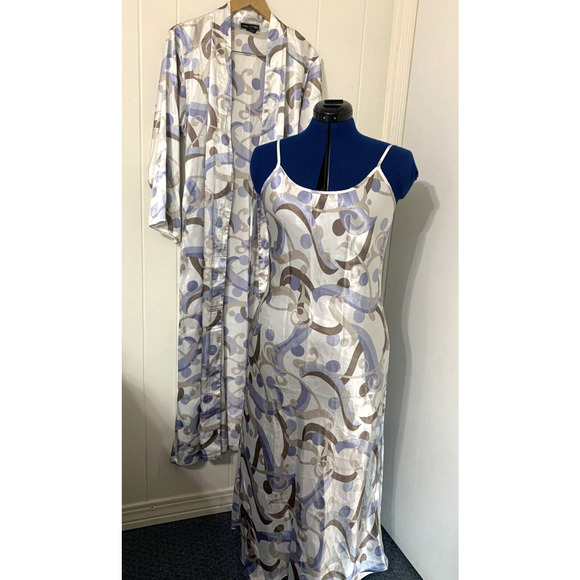 Halston Other - Halston Chifon Gown and Robe Matching Set Size Med Graphic Romantic Vacation